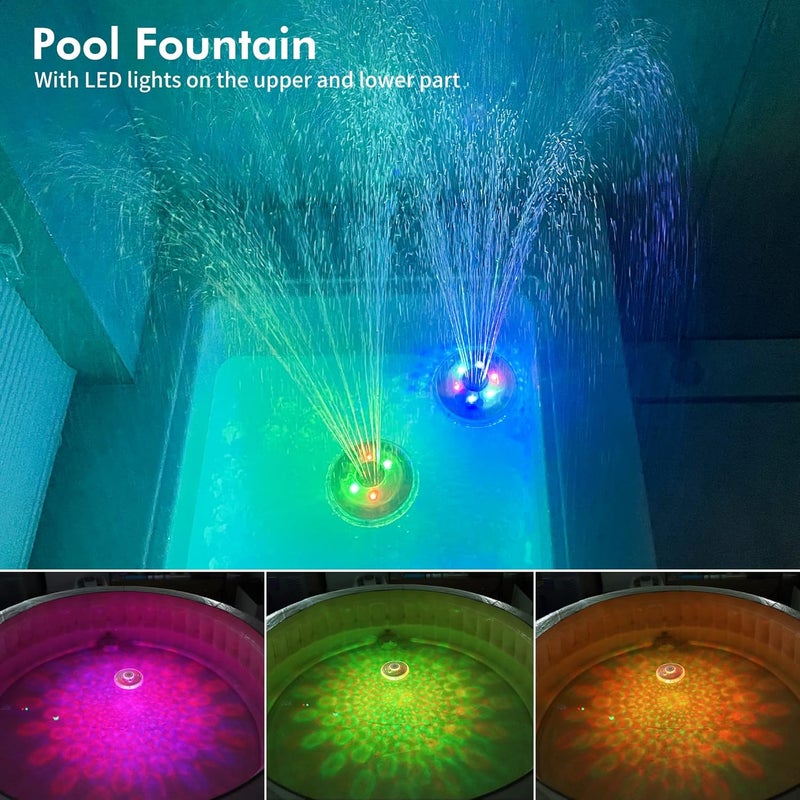 KingSom Floating Pool Fountain with Underwater Light Show, Floating Pond Fountain, 2 Spray Modes Waterfall Fountain, Waterproof Sprinkler Fountains for Inground Above Ground Pools - Image 4